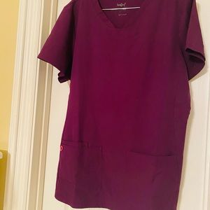 Heart Soul Eggplant Scrub Top XL